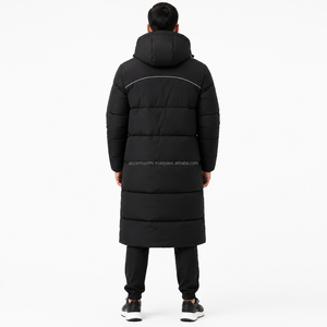 Veste d'hiver longue pour homme, rembourrée en coton, épaisse, chaude, imperméable, coupe-vent, col montant, design isolant, idéale pour les activités de plein air. - Product Image 2