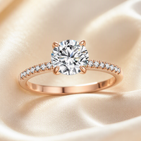 Bague de Fiançailles Solitaire en Argent Sterling 925 Plaqué Or Rose 18K de Luxe avec Zircon Rond de 7mm pour Femme - Vente en Gros
