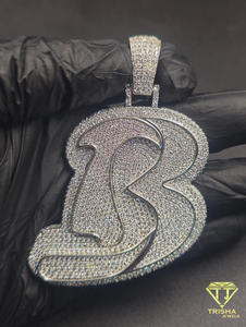 Moissanite Diamond <b>Iced</b> <b>Out</b> B Letter Pendant Hip Hop Custom Initial <b>Chain</b> Luxury Bling Jewelry Gift - Product Image 1