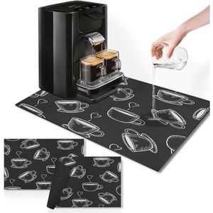 Arttown Lot de 2 tapis noirs pour séchage de vaisselle, tasses à café et thé, et accessoires de cuisine/bar pour machine à expresso - Product Image 1