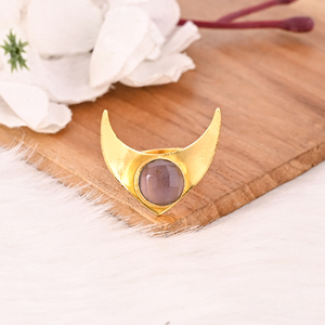Trendy Rose <b>Quartz</b> Gemstone Brass <b>Ring</b> for Women Gold Plated Adjustable Fashion Jewelry - Product Image 3