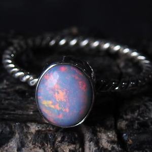 Australian Doublet <b>Opal</b> Classic Bezel Setting <b>Ring</b> 925 Sterling <b>Silver</b> 5US Size Handmade Wedding Party Gift for Her PMEGEMSBEADS - Product Image 1