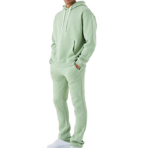 ชุดวอร์มฮู้ดดี้และกางเกงขายาวผ้าฝ้ายผสมโพลีเอสเตอร์ ชุดฮู้ดดี้และกางเกงจ็อกเกอร์ ชุดกีฬาสวมใส่สบายสำหรับออกกำลังกาย - Product Image 1