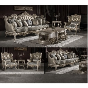 Juego de Sofás Plateados de Lujo para Vestíbulo, Muebles de Sala de Estar de Estilo Europeo, Muebles de Salón, Muebles de Sala de Recepción, Reino Unido - Product Image 1