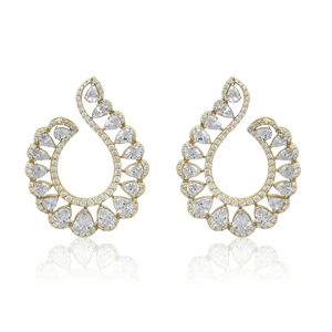 6.38 Cttw White CZ <b>Diamond</b> <b>Dangle</b> <b>Earrings</b> 925 Sterling Silver Yellow Gold Plated, Round & Pear Cut Cubic Zirconia <b>Earrings</b> - Product Image 1