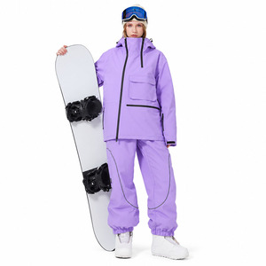 Custom Women’s 2-Piece Purple Ski Snowboard <b>Suit</b> with Hooded Jacket and <b>Snow</b> Pants - Product Image 1