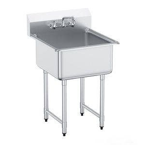 "Commercial <b>Kitchen</b> Stainless Steel Prep Utility Sink 1 Compartment 27"x41" Free Standing with Faucet <b>Legs</b>" - Product Image 1