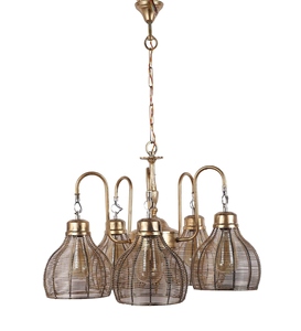 Wholesale Antique Brass Wire Cage Chandelier Bulk Vintage Mesh Pendant Light Factory Price <b>Retro</b> Classic Hanging Lamp - Product Image 5