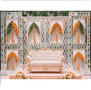 Opulento y Moderno Jharokha Rajastaní, Paneles de Madera Ligera para Marco de Espejo, Marco de Espejo Personalizado para Bodas Asiáticas - Product Image 1