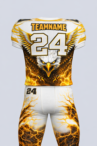 เสื้อฟุตบอลอเมริกันคุณภาพสูง สีขาว เสื้อกีฬา ระบายอากาศได้ดี ผลิตจากผ้าโพลีเอสเตอร์ พิมพ์ลายแบบซับลิเมชั่น ดีไซน์ใหม่ แห้งเร็ว - Product Image 3