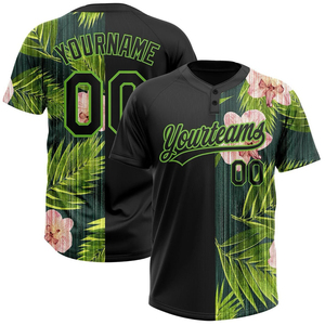 Vêtements de sport en gros personnalisés respirants grandes tailles 100 % polyester style feuilles tropicales 3D vert doré authentique jungle Hawaï - Product Image 5