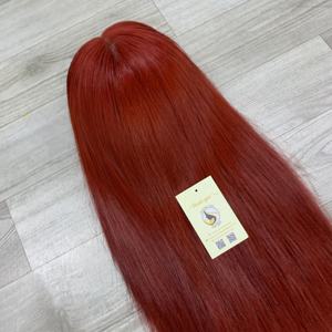Pelucas de Cabello Humano Vietnamita Color Rojo Sin Pegamento, Pelucas Borgoña con Cierre de Encaje HD, Cabello Vietnamita Natural Liso, Peluca Suiza - Product Image 4