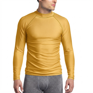 Rashguard personnalisé pour homme, bleu royal uni, manches longues, compression, coutures contrastées blanches, UPF 50+, pour la natation et le surf - Product Image 6