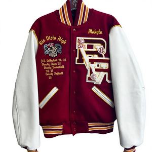 Chaqueta Universitaria Personalizada con Bordado Chenille, Estilo Letterman, Mezcla de Lana, Botones a Presión, Unisex, Ropa Urbana, Proveedor OEM al por Mayor - Product Image 1