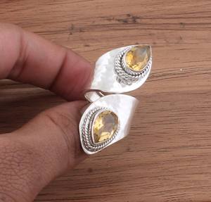 แหวนเงินแท้ 925 ประดับพลอยเทอร์ควอยซ์สีเหลืองธรรมชาติ ทรงเหลี่ยมเจียระไน ประดับพลอยประจำเดือนพฤศจิกายน ขายส่ง - Product Image 5