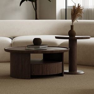 Table basse en bois artisanale charmante, mettant en valeur les motifs naturels des graines du bois, pour une décoration de salon confortable - Product Image 2