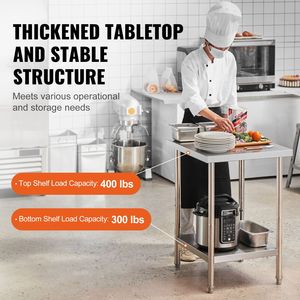 Tavolo da Preparazione in Acciaio Inox per Cucina Commerciale 24 X 24 X 34, Capacità di Carico 700 Libbre, 3 Altezze Regolabili - Product Image 1