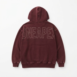 Sweat-shirt à capuche bordeaux personnalisé pour homme, coupe oversize, avec grand texte au dos, tissu texturé, poche kangourou - Product Image 3