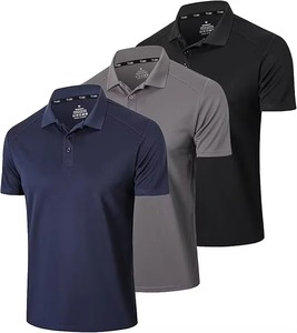 Camiseta de Hombre de Secado Rápido, Ecológica, Transpirable, de Manga Corta, Color Sólido, Talla Grande, Informal, Tejida, 100% Algodón, Azul Marino, Gris, Negro - Product Image 1