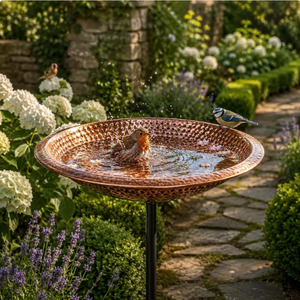 Bol à eau pour oiseaux en cuivre de qualité supérieure, décoration de jardin extérieure, style classique durable, mangeoire pour oiseaux toutes saisons - Product Image 2