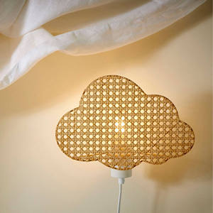 Delicate Woven Cloud <b>Light</b> Accent Piece rattan decorate kid Natural Material For <b>Nursery</b> Room Wall Hanging Decorate Item - Product Image 3