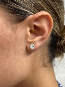 Pendientes de Diamantes Cultivados en Laboratorio con Corte Ovalado de Lujo, Certificados por IGI, 2ct, Solitario, Oro de 10K, 14K, 18K, Minimalistas, para Boda o Aniversario - Product Image 1