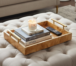 Plateau de service en bois ACME de qualité supérieure avec poignées métalliques, forme rectangulaire, finition brute, usage résidentiel, cadeaux de mariage et hôtels - Product Image 6
