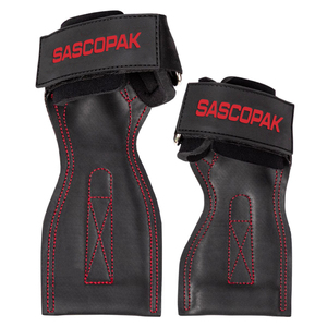 Poignées de musculation en caoutchouc avec surpiqûres rouges pour tractions, haltérophilie et entraînement de soulevé de terre, protection des paumes, logo personnalisé - Product Image 3