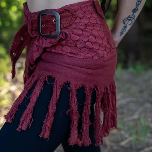 กระโปรงพันรอบตัวแบบมีพู่ระบาย ผ้าลูกไม้ ผ้าฝ้าย กระโปรงสั้น น้ำหนักเบา ผ้าพลิ้วไหว เหมาะสำหรับงานเทศกาลฤดูร้อน ของขวัญสำหรับเธอ - Product Image 1