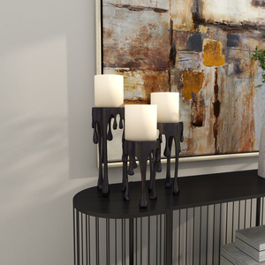 Elegant Fancy Metal <b>Candle</b> Stand Set With <b>Dripping</b> Design For Home Decoration Durable Black Finish At Best Price - Product Image 4