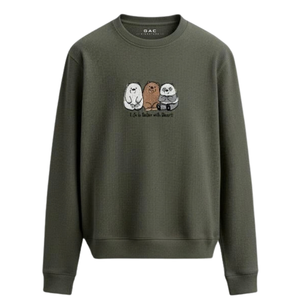 Mens Winter Waffle Knit Crew Neck Pullover Sweatshirt <b>Bear</b> Graphic Long Sleeve Casual Breathable Eco-Friendly 6XL Wholesale - Product Image 2