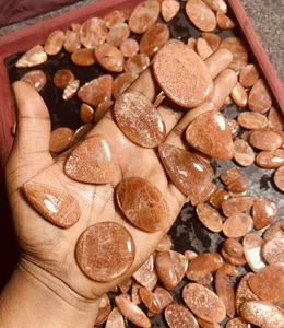 Premium Trimurti <b>Gems</b> Natural Sunstone Rose Cut Pear Cabochon | Brilliant Full <b>Fire</b> Loose Gemstone | Custom Sizes Available - Product Image 1