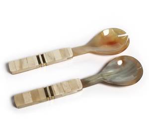 Juego de 2 Servidores de Ensalada Hechos a Mano con Cuerno de Búfalo, Material Natural, Ecológicos, Aptos para Lavavajillas - Product Image 3