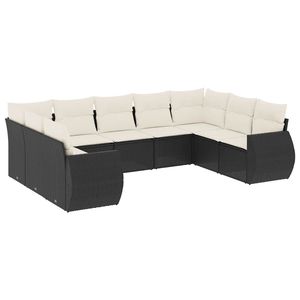 Conjunto de Sofás de Jardín en Ratán PE Blanco Crema y Acero con Recubrimiento en Polvo Negro - Product Image 2