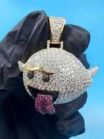 Pendentif Fantôme Coquin Mario Boo en Argent 925 Plaqué Or 18K, Bijou Hip Hop de Rappeur, Moissanite VVS, Charme de Luxe Unisexe