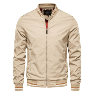 Blouson Bomber en Satin Beige pour Homme, Couleur Unie, Fermeture Éclair, Col Montant, Vêtement Décontracté d'Automne – Vente en Gros Fabricant - Product Image 6