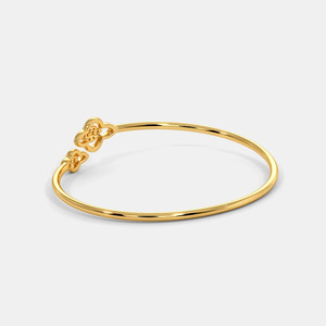 Curved Diamond Wave Gold <b>Bangle</b> <b>Bracelet</b> - Product Image 4