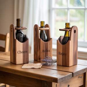 Porte-bouteilles en bois intelligent pour comptoir de cuisine, organiseur de bouteilles de vin, support de rangement en bois naturel pour table à manger - Product Image 2