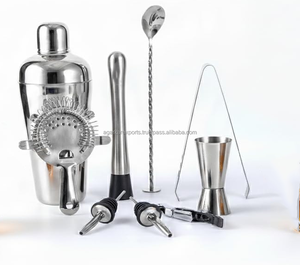 Ensemble de shakers à cocktails en acier inoxydable avec seau à glace et ouvre-bouteille – Kit d'outils de bar - Product Image 2