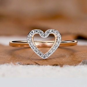 Anillo de Diamantes Naturales en Forma de Corazón de Oro de 18K IGI, Joyería Fina Personalizada, Diseño Romántico Original, Regalo de Compromiso o Promesa para Mujer - Product Image 1