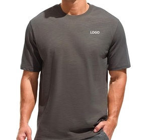 เสื้อยืดคอกลมแขนสั้นผู้ชาย ผ้าฝ้าย 100% แบบถัก ทอเรียบ สวมใส่สบายๆ รับสกรีนโลโก้ - Product Image 6