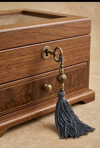 <b>Key</b> <b>Tassel</b> Decorative Brass Ring Gray Rayon Fringe Hanging Accessory - Product Image 3