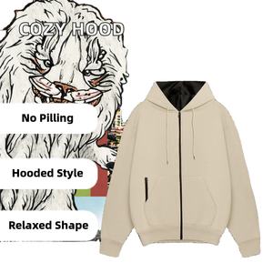 Sweat-shirts à capuche pour hommes, automne-hiver, en polaire, HeatTech, fermeture éclair, coupe ample, décontractée, manches régulières, couleur unie, motif uni - Product Image 3