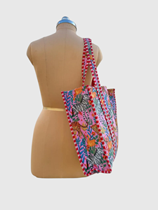 Pink Animal <b>Print</b> Canvas Tote Bag With <b>Zebra</b> Leopard Pattern Bohemian Style Open <b>Top</b> Shopping Bag All Seasons - Product Image 3
