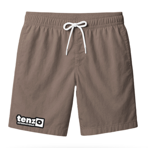 กางเกงขาสั้นลำลองผู้ชายปักโลโก้ตามสั่ง ผ้าแคนวาสสีพื้น สำหรับออกกำลังกาย ชายหาด เอวสูง แห้งเร็ว ระบายอากาศ สไตล์สตรีทแวร์แบรนด์ดัง - Product Image 1