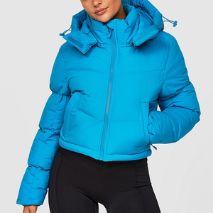 Blue Women's Quilted Hooded Jacket Regular Length Full Sleeve Solid Color Winter Warm Polyester Wadding Windproof Waterproof - Product Image 2