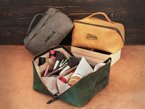 Wholesale Genuine Leather Toiletry Bag <b>Mens</b> Dopp <b>Kit</b> Travel Wash Bag <b>Shaving</b> <b>Kit</b> Organizer Bulk Price Factory TYG-0257 - Product Image 2