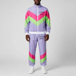 Survêtement 100% coton pour homme, logo imprimé DTF personnalisé, léger, avec passepoil, streetwear, ensemble 2 pièces - Product Image 1