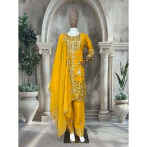 Conjunto de Traje de Chifón de Diseñador con Bordado de Lentejuelas Multicolor - Product Image 3