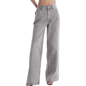 Jeans de Mezclilla para Mujer, Jeans de Mezclilla Personalizados, 100% Algodón, Pantalones Anchos de Pierna Recta, Silueta Relajada, Casual - Product Image 1